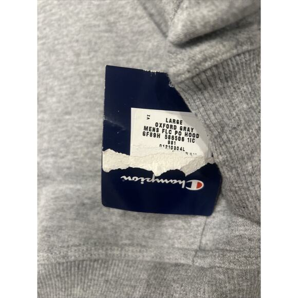 NWT CHAMPION Sz Large Grey Cotton Blend Jersey Men's Sweatshirt Hoodie Pullover - Picture 4 of 5
